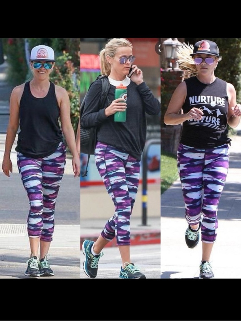 Sweaty Betty Navasana Reversible 3/4 Leggings: Water Color Print